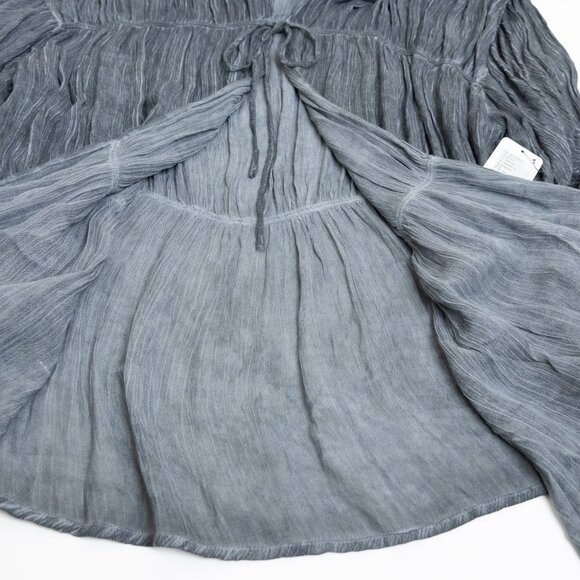 Free People Juliet Kimono Duster Black One Size Boho Tiered Oversized - Picture 12 of 16